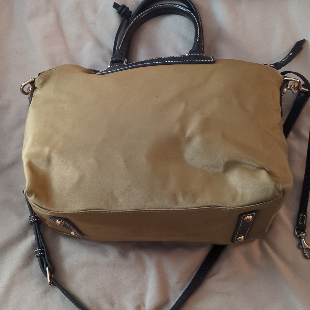 Dooney Bourke Green Genuine Florentine Vacchetta Leather Trim Satchel Purse Bag - Picture 7 of 8